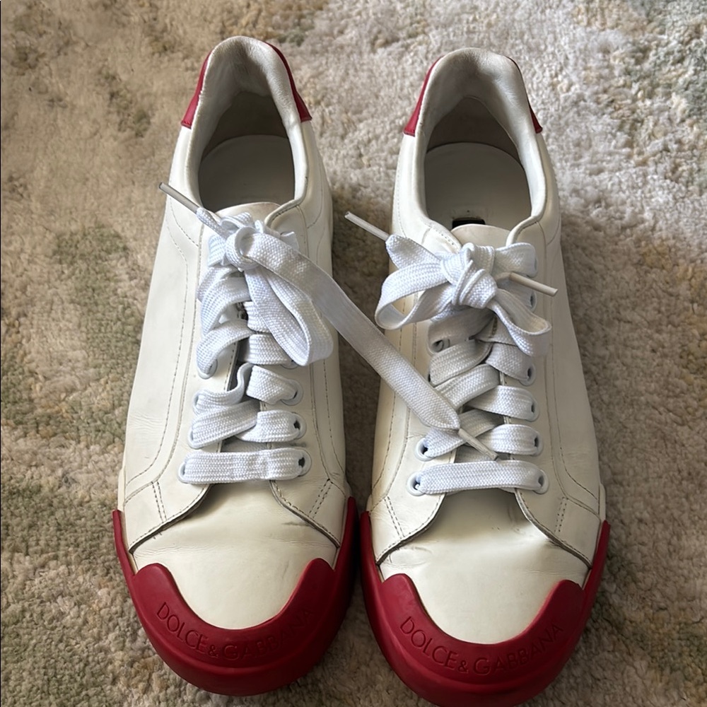 Dolce & Gabbana White and Red Casual Sneakers